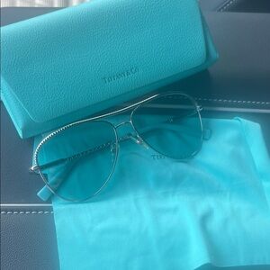Tiffany & Co. Blue and Silver Aviator Sunglasses
